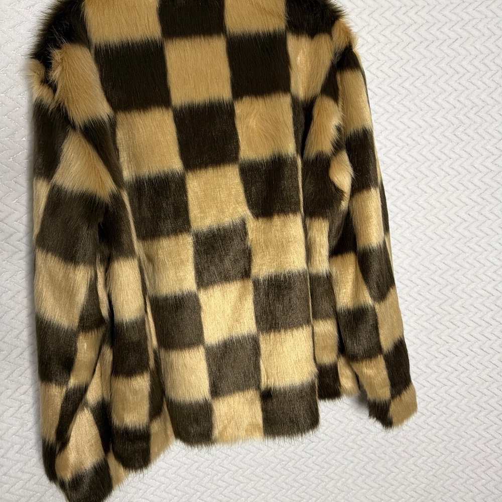 Checkered fur coat NWT - image 3